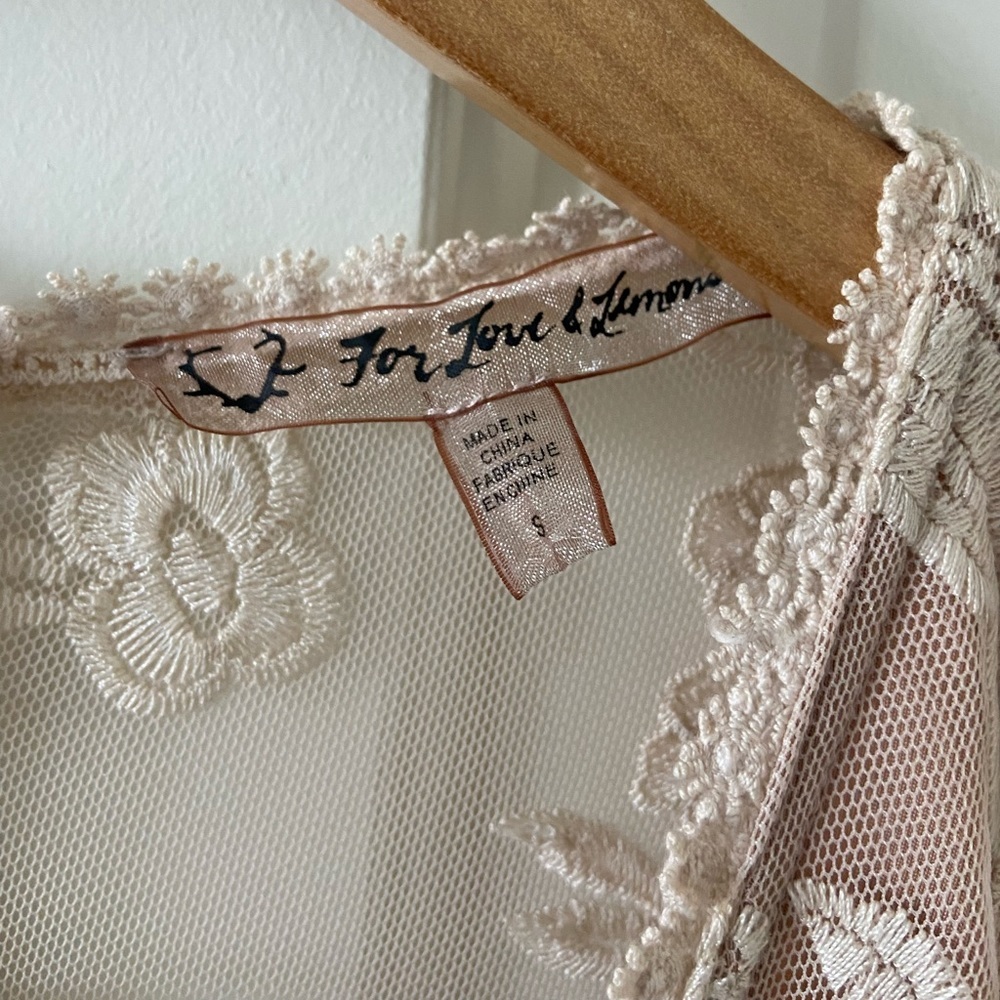 Rare For Love & Lemons Lace Women’s Mini Dress White Nude Sheer Size Small - Picture 8 of 8